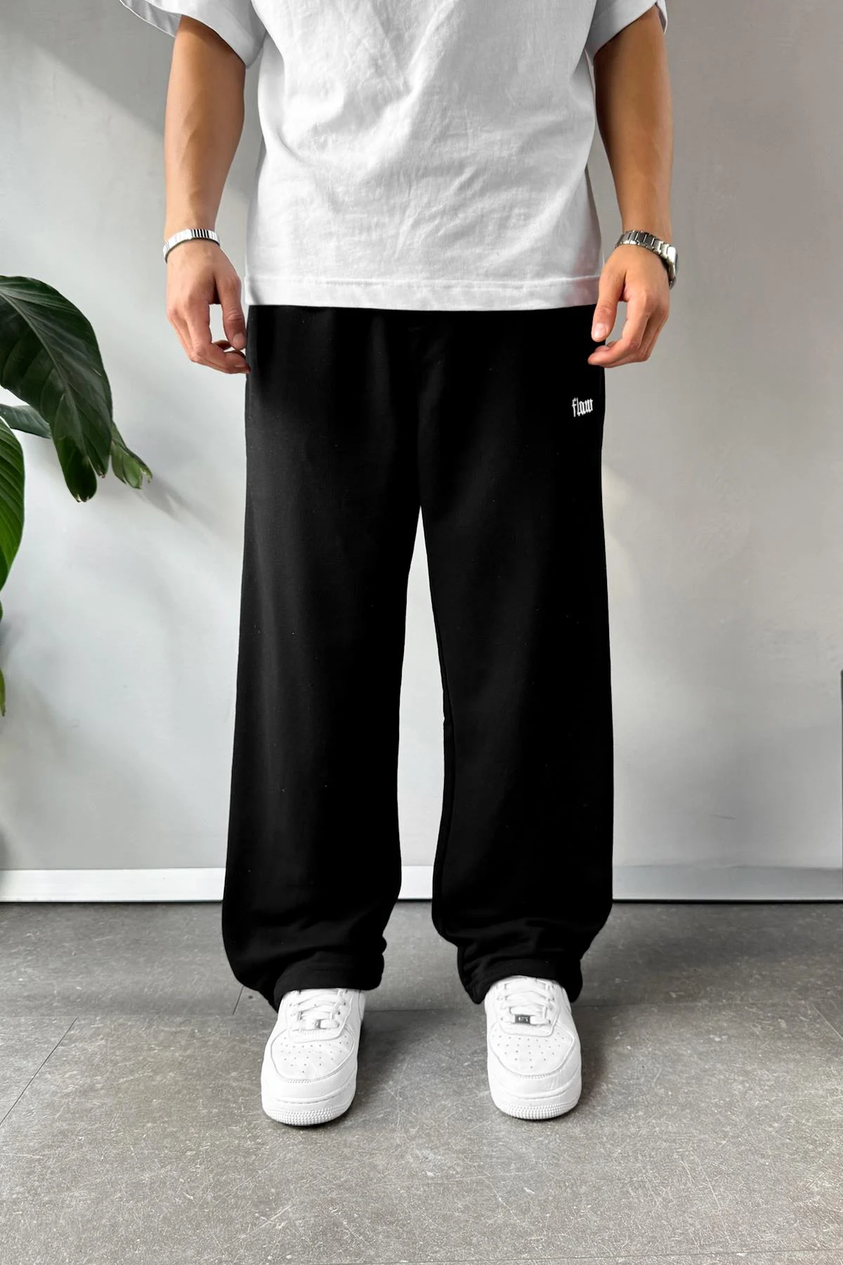 Siyah baggy eşofman altı