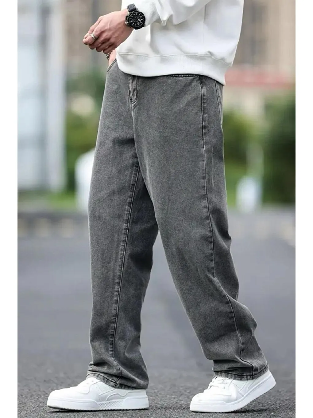 siyah  baskılı baggy pantolon